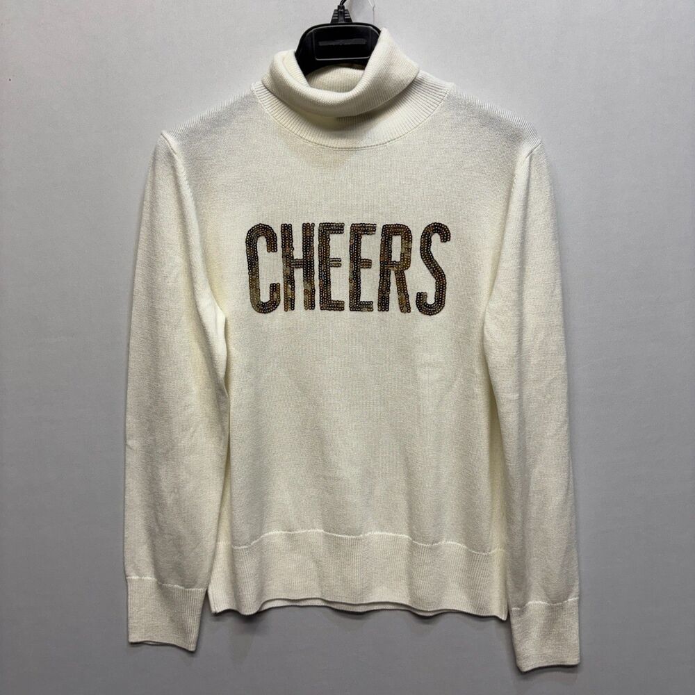 Alex Marie Women Cheers Sequin Wool Blend Turtleneck Sweater Size Large D074 -29